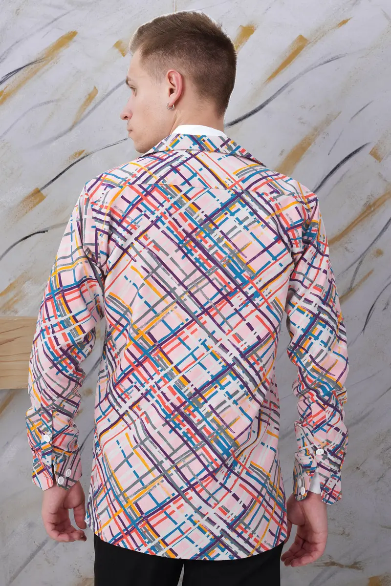 Azalea Pink Multicolour Abstract Printed Flannel Designer Jacket 8