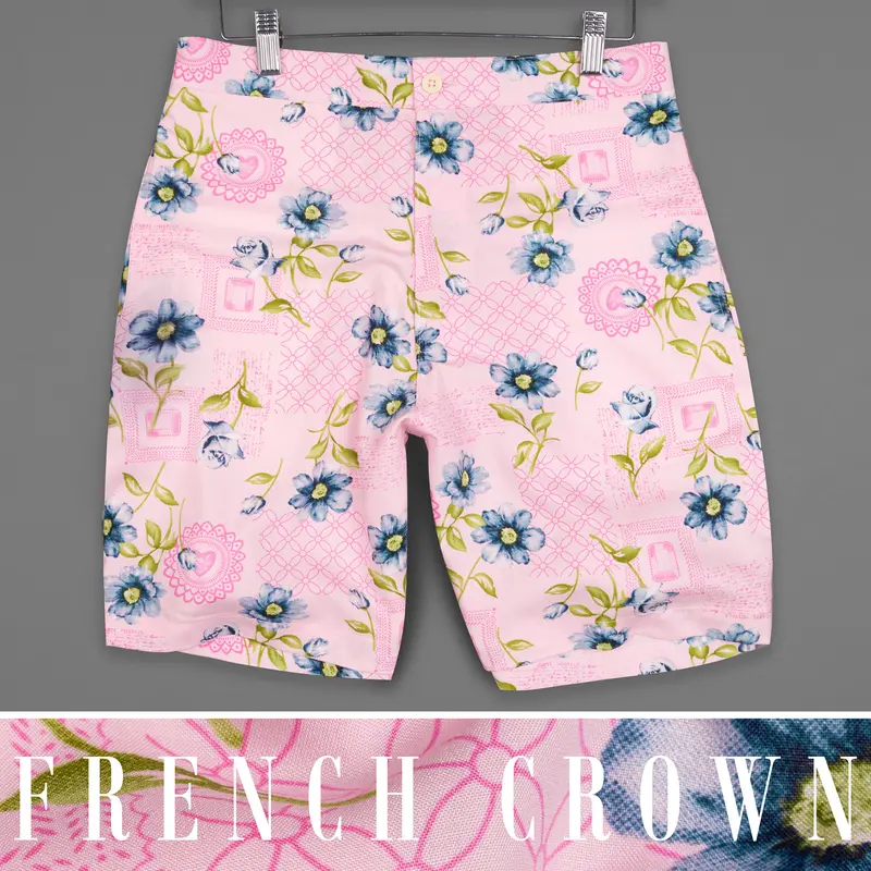 Azalea Pink Multicolour Floral Printed Premium Cotton Shorts 1