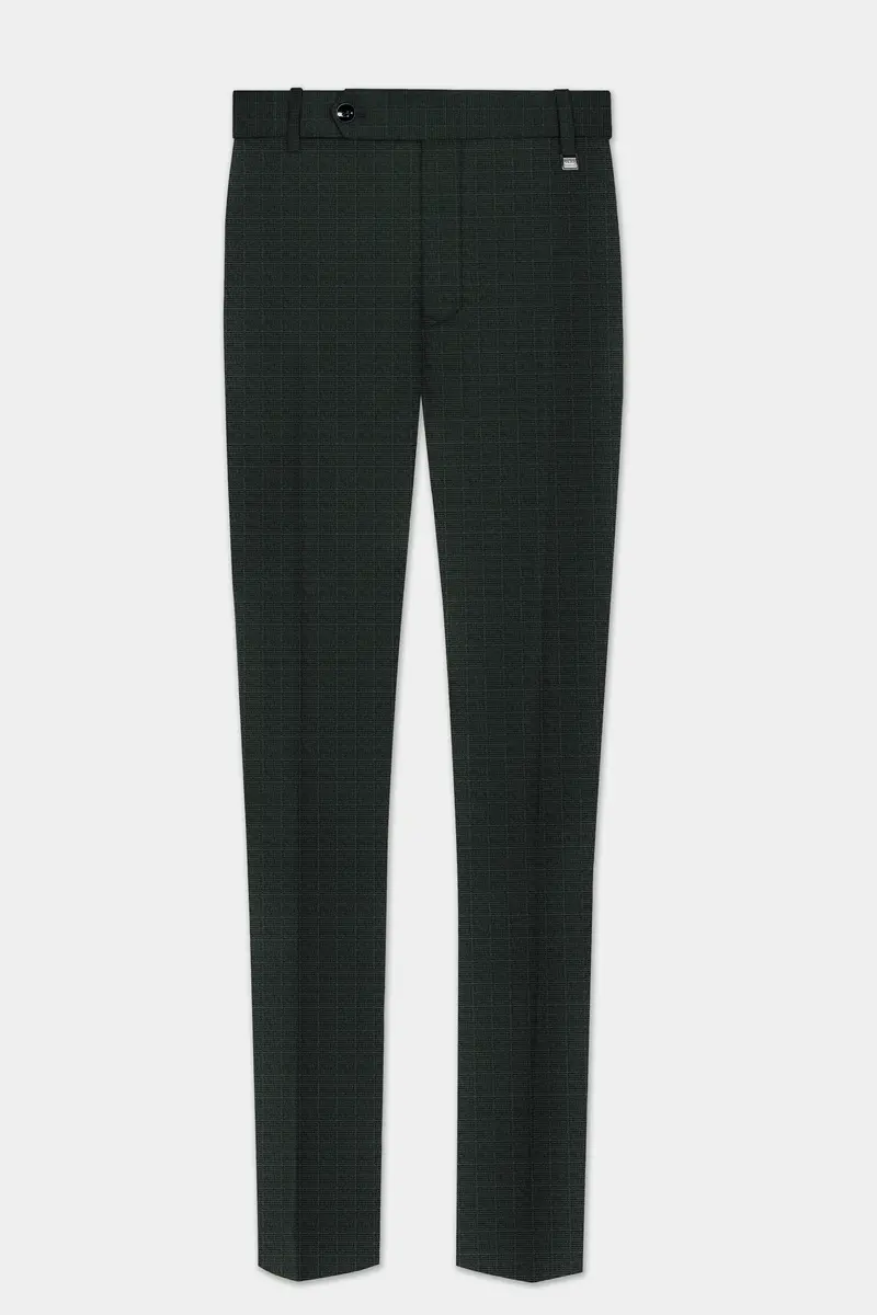 Aztec-Opulent Green Plaid Wool Rich Cross Placket Bandhgala Suit 11