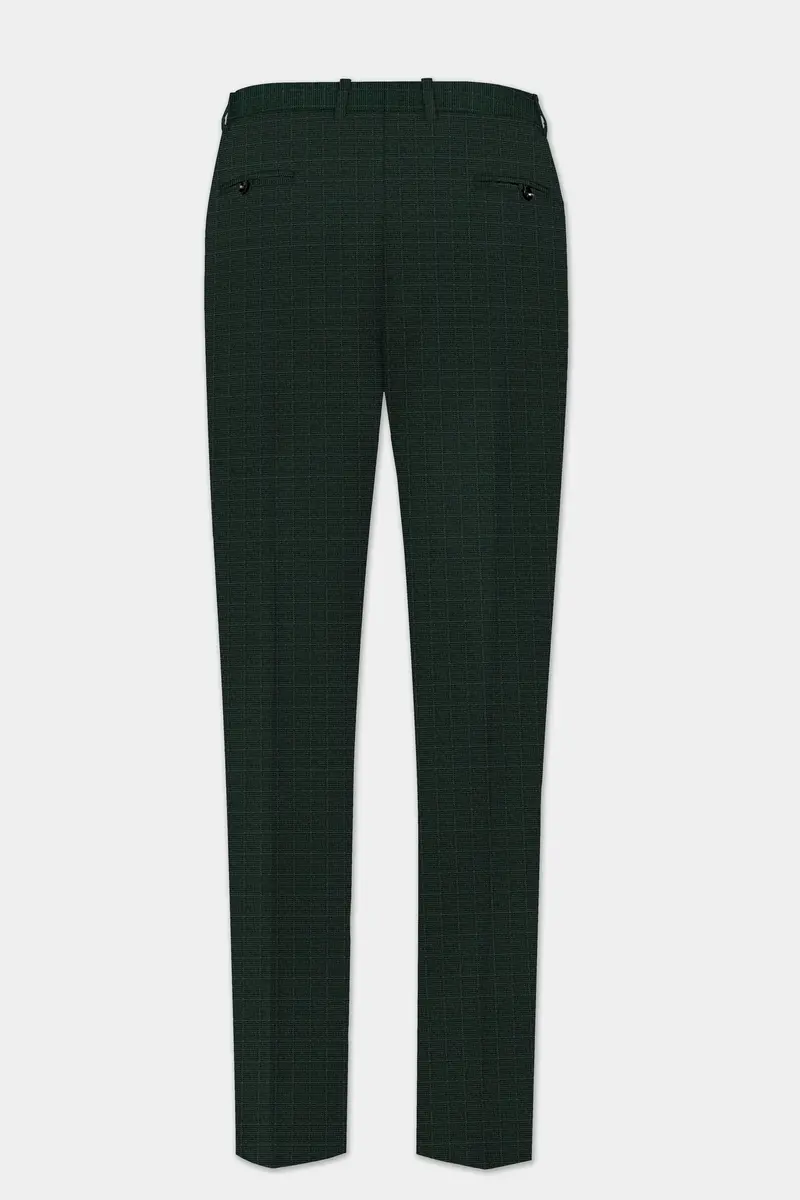 Aztec-Opulent Green Plaid Wool Rich Cross Placket Bandhgala Suit 12