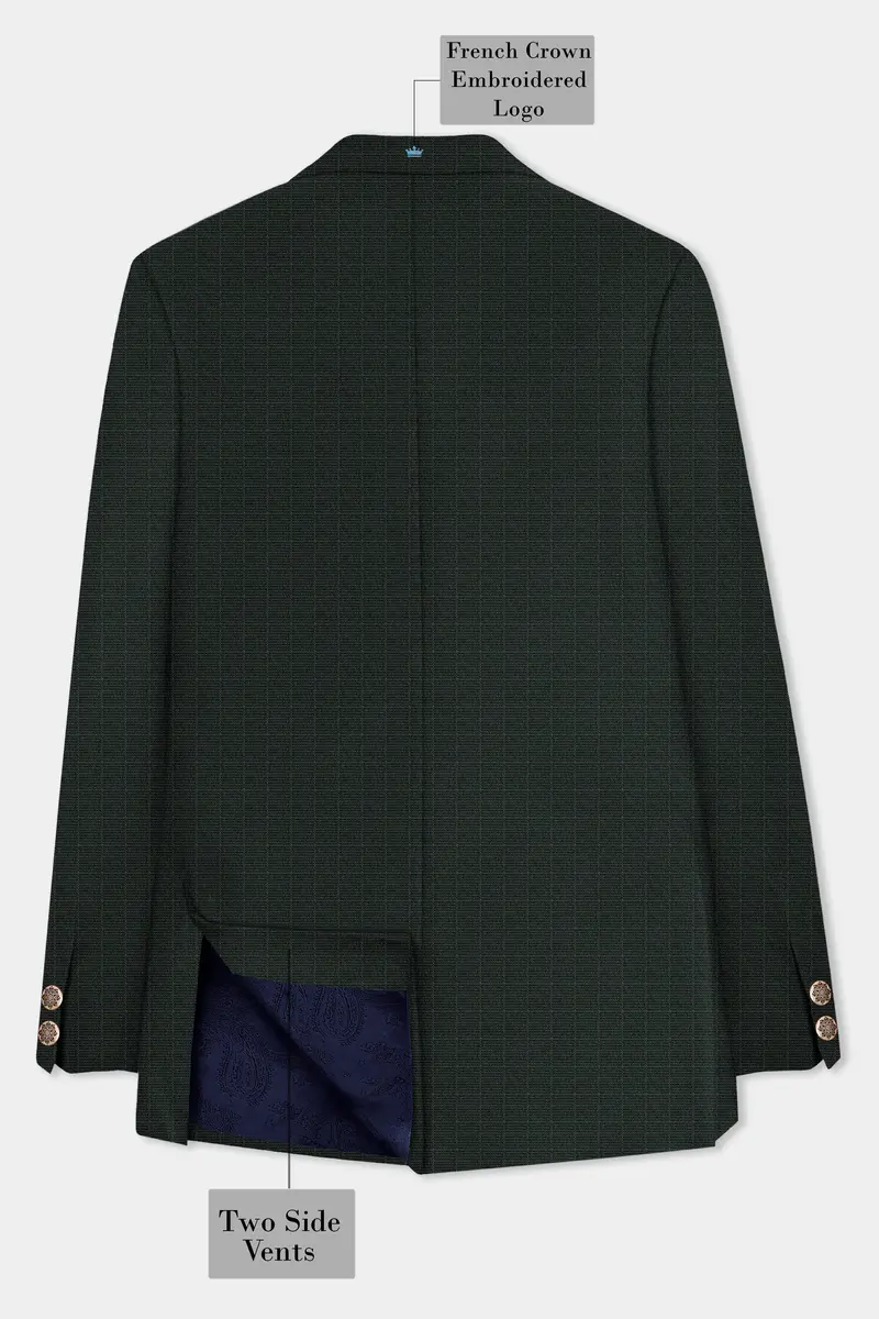 Aztec-Opulent Green Plaid Wool Rich Cross Placket Bandhgala Suit 8