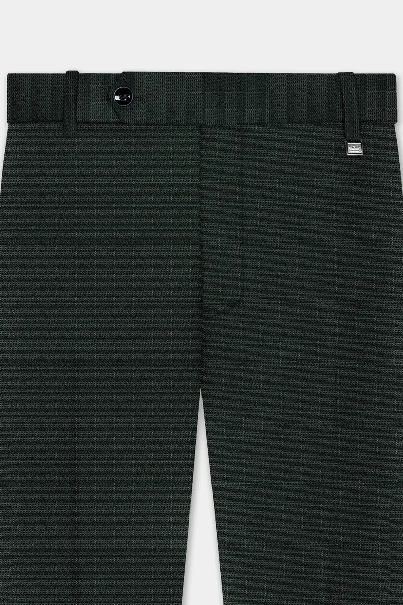 Aztec-Opulent Green Plaid Wool Rich Stretchable Waistband Pant 4