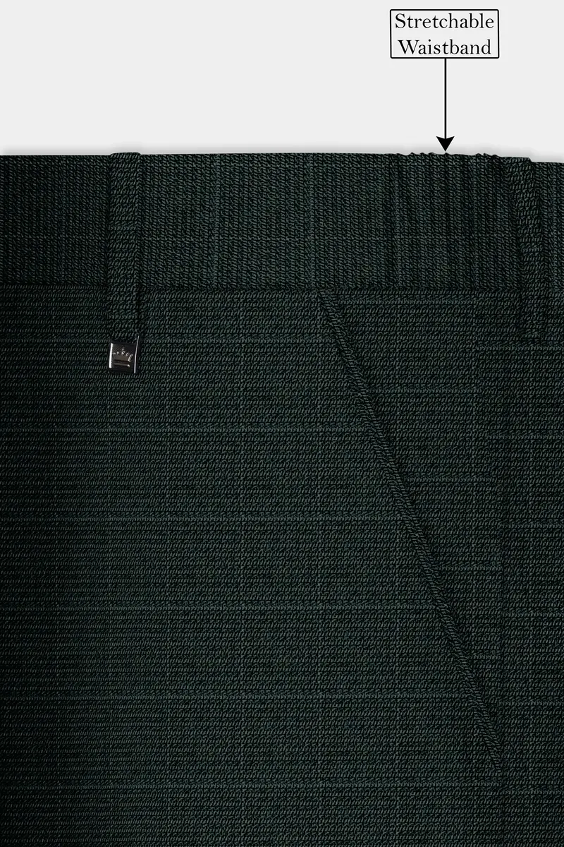 Aztec-Opulent Green Plaid Wool Rich Stretchable Waistband Pant 6