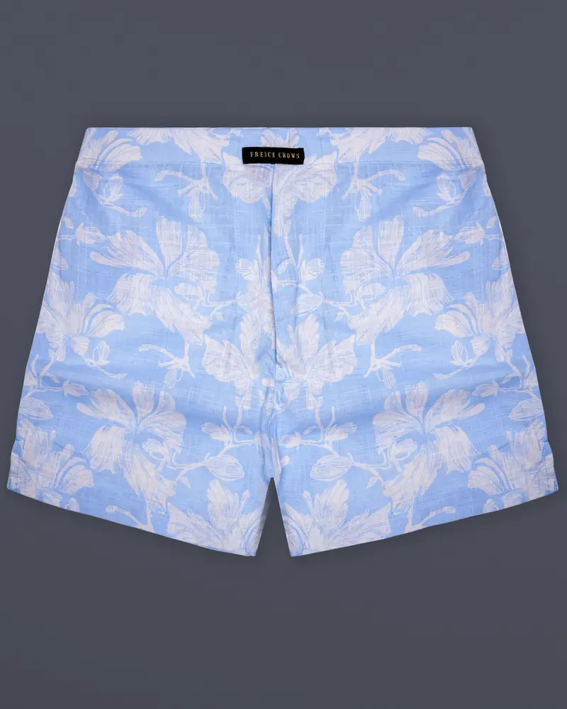 Azure Bloom-Perano Blue Floral Printed Chambray Premium Cotton Boxer 1