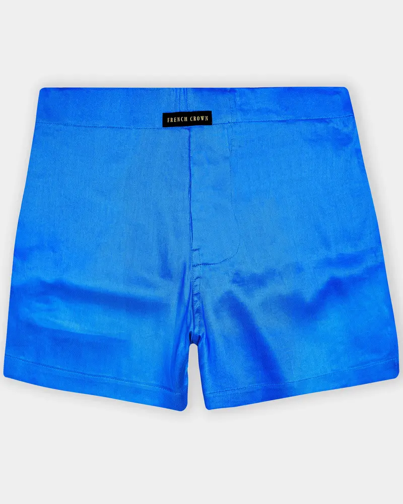 Azure Blue Solid Dobby Textured Premium Giza Cotton Boxer 1