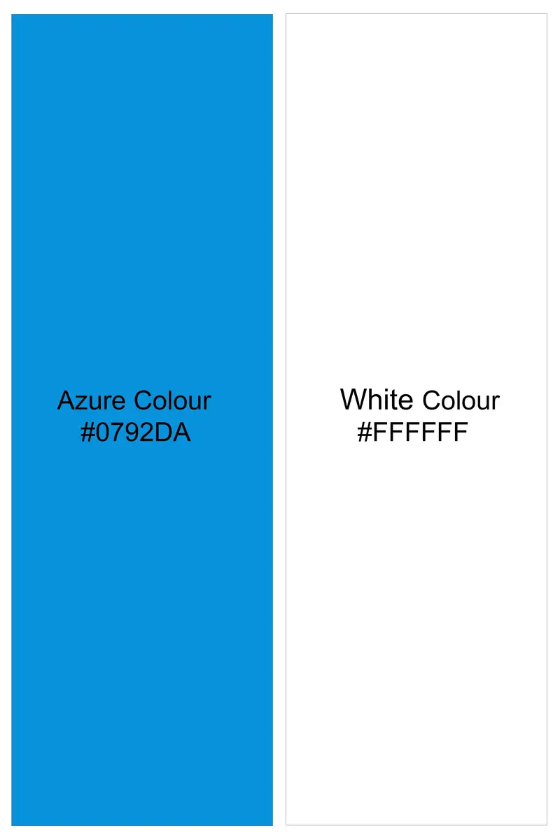 Azure Blue With White Ocean Printed Super Soft Premium Cotton Shirt 8