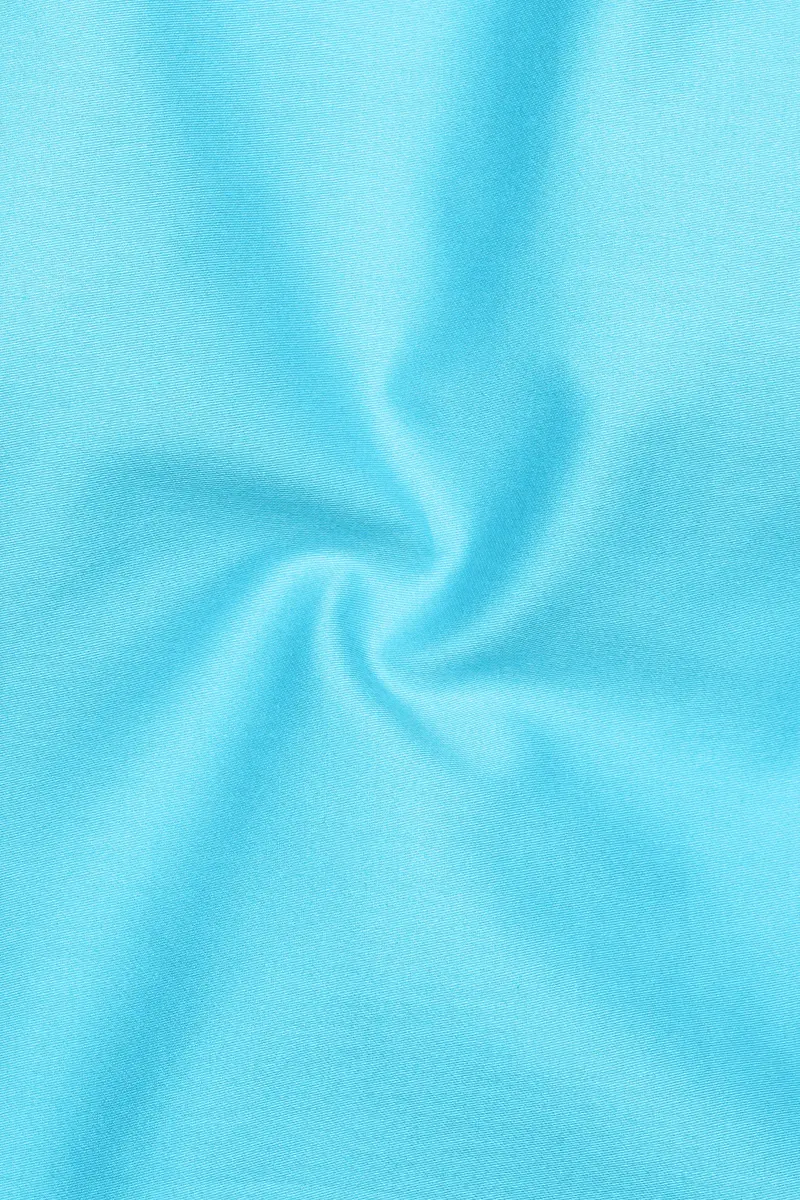 Azure-Columbia Blue Subtle Sheen Super Soft Premium Cotton Tuxedo Dress Shirt 3