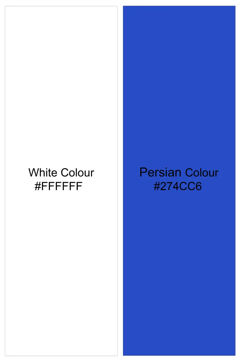 Azure Crest-Bright White And Persian Blue Printed Dobby Textured Premium Giza Cotton Dress Shirt 7