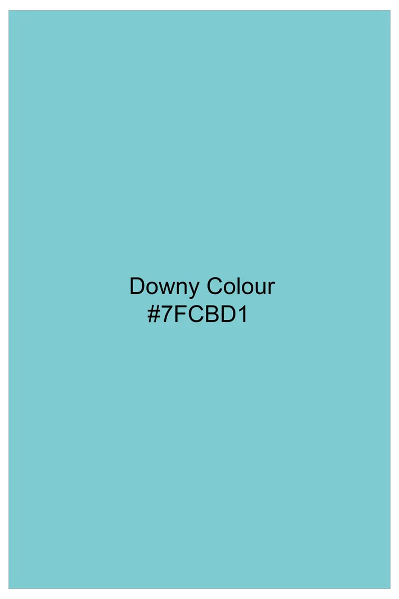 Azure-Downy Blue Subtle Sheen Super Soft Premium Cotton Mandarin Dress Shirt 7