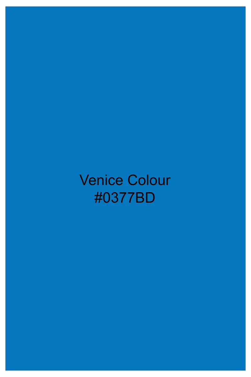 Azure-Venice Blue Solid Wool Rich Slight Stretch Waistcoat 5