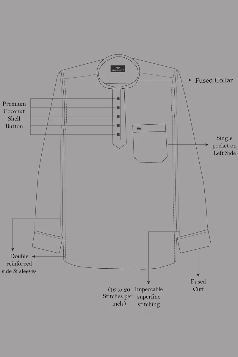 Azurekeri-Curious Blue And Bright White Paisleys Printed Luxurious Linen Kurta Shirt 8