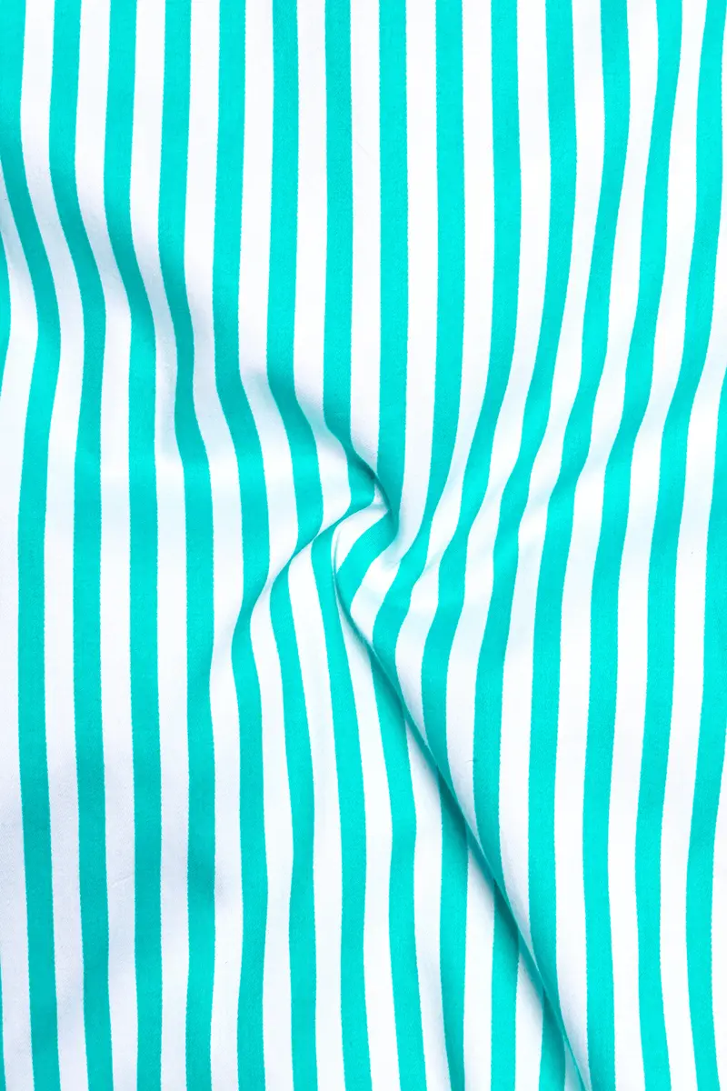 Azurelin-Lochinvar Blue And Bright White Striped Subtle Sheen Super Soft Premium Cotton Dress Shirt 3
