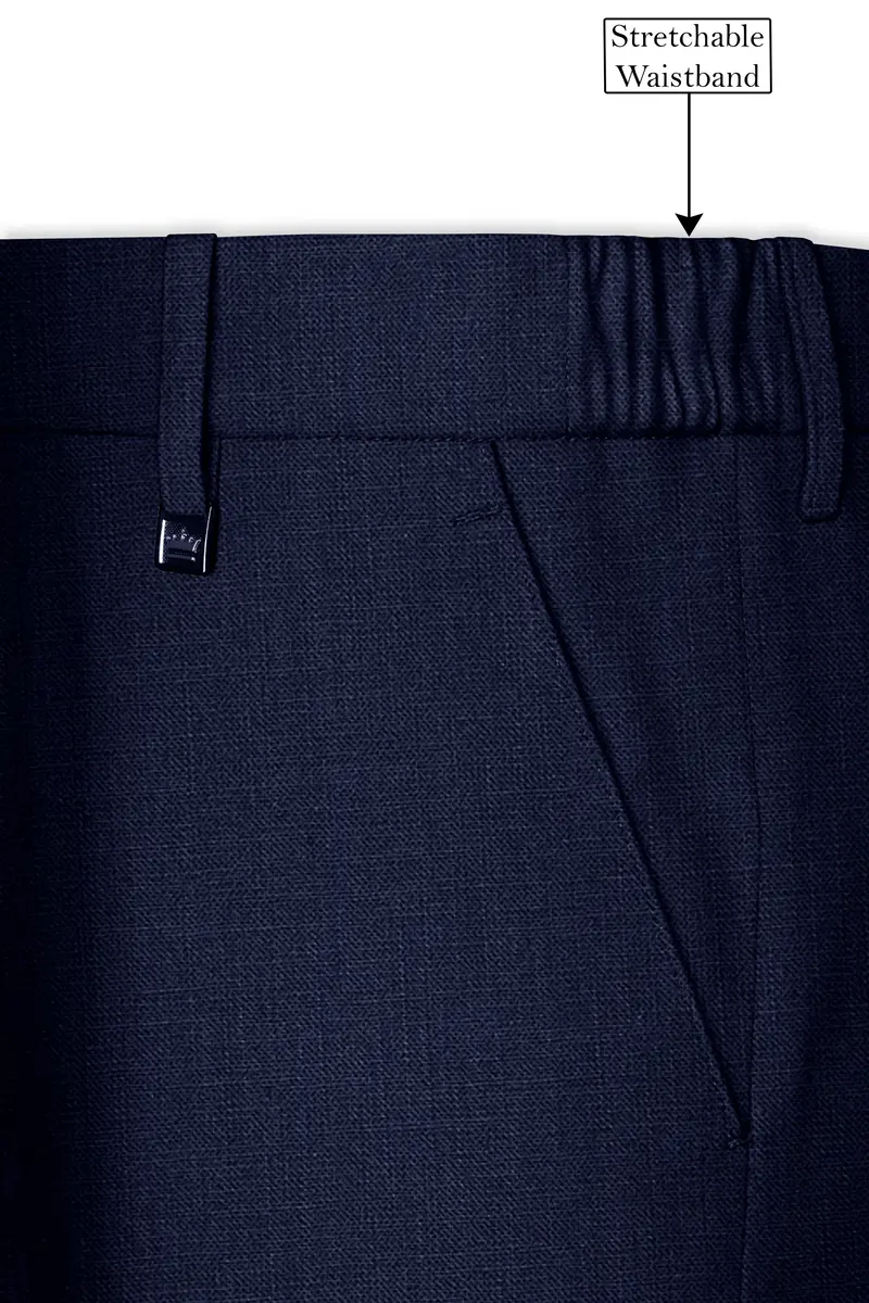 Azuriel-Firefly Blue Luxurious Linen Single Breasted Stretchable Traveler Suit 16