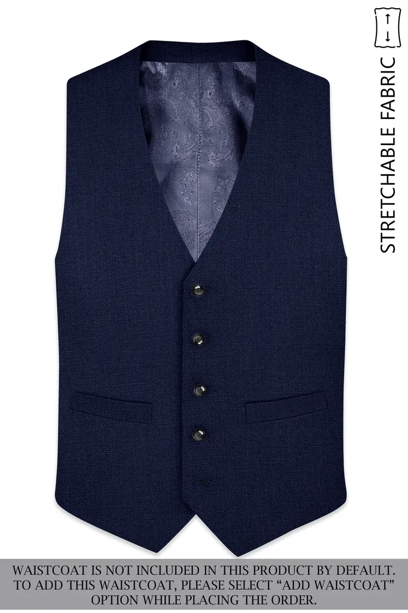Azuriel-Firefly Blue Luxurious Linen Single Breasted Stretchable Traveler Suit 17