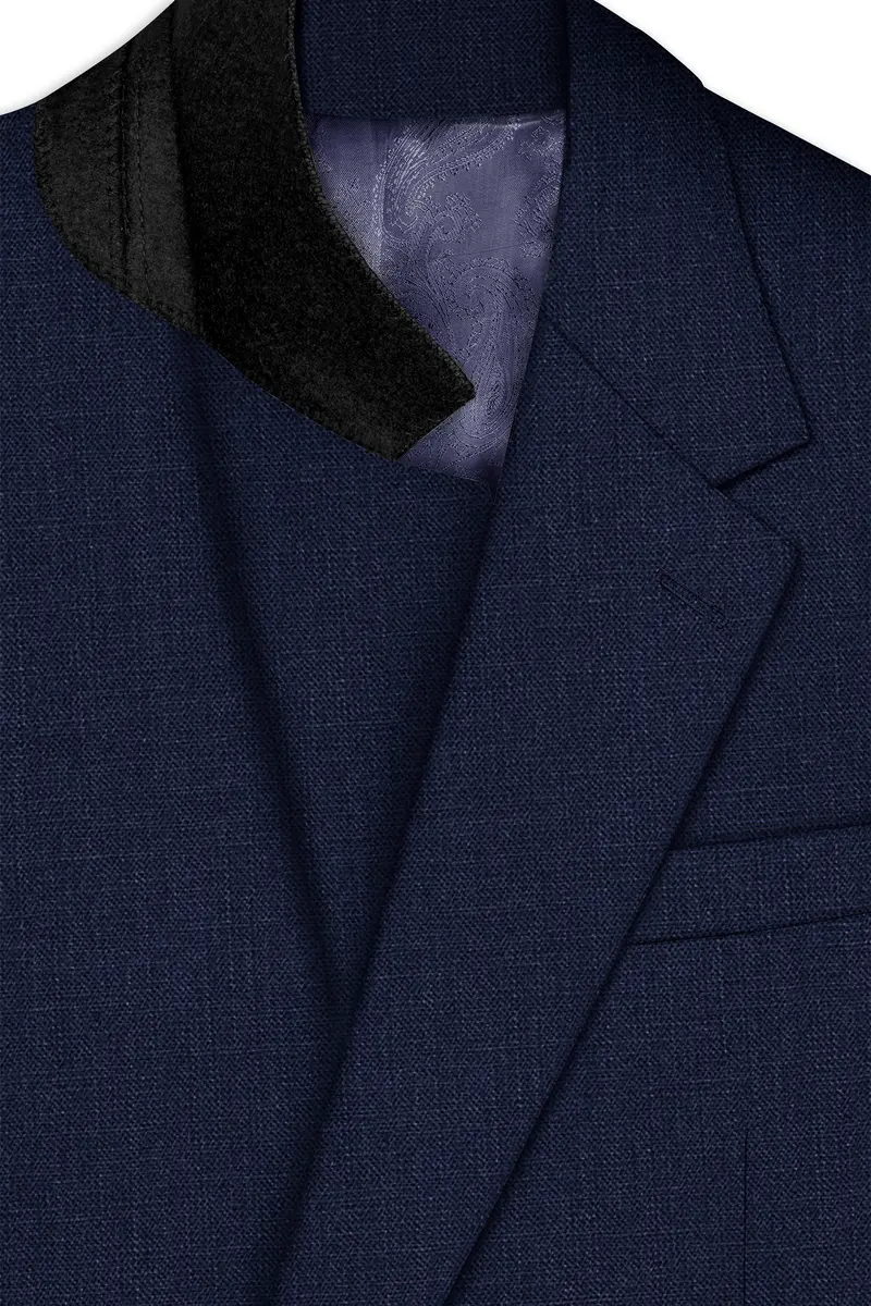 Azuriel-Firefly Blue Luxurious Linen Single Breasted Stretchable Traveler Suit 5