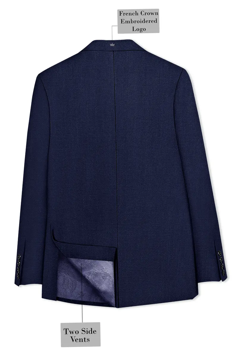 Azuriel-Firefly Blue Luxurious Linen Single Breasted Stretchable Traveler Suit 9