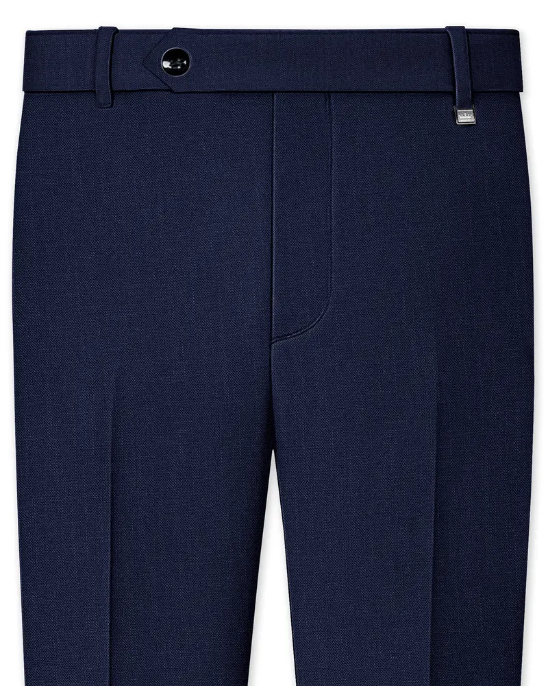 Azuriel-Firefly Blue Luxurious Linen Stretchable Waistband Pant 1