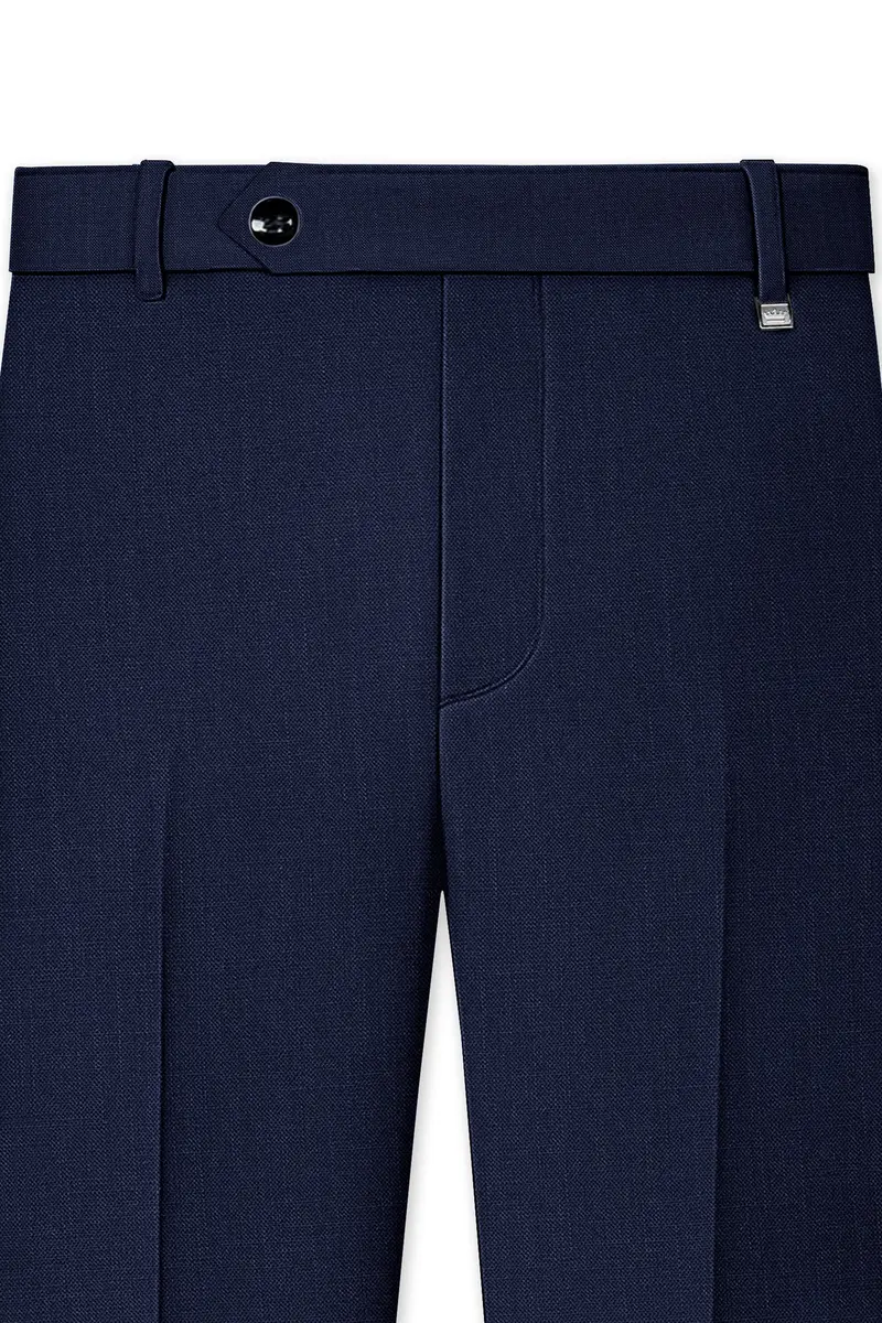 Azuriel-Firefly Blue Luxurious Linen Stretchable Waistband Pant 4