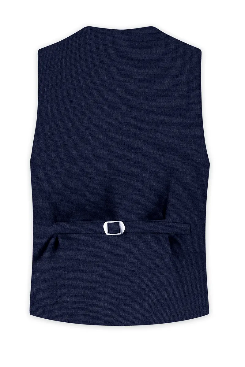 Azuriel-Firefly Blue Luxurious Linen Stretchable Waistcoat 4