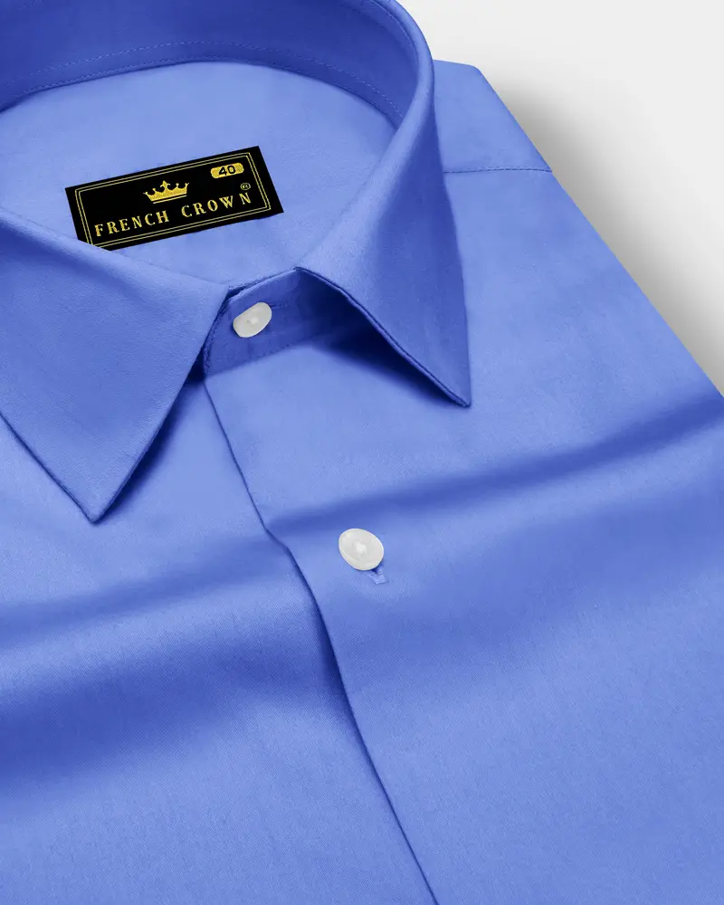 Azurine-Cornflower Blue Subtle Sheen Super Soft Premium Cotton Dress Shirt 1