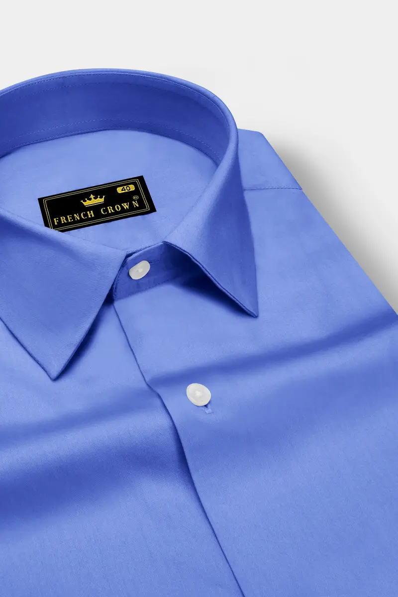 Azurine-Cornflower Blue Subtle Sheen Super Soft Premium Cotton Dress Shirt 2