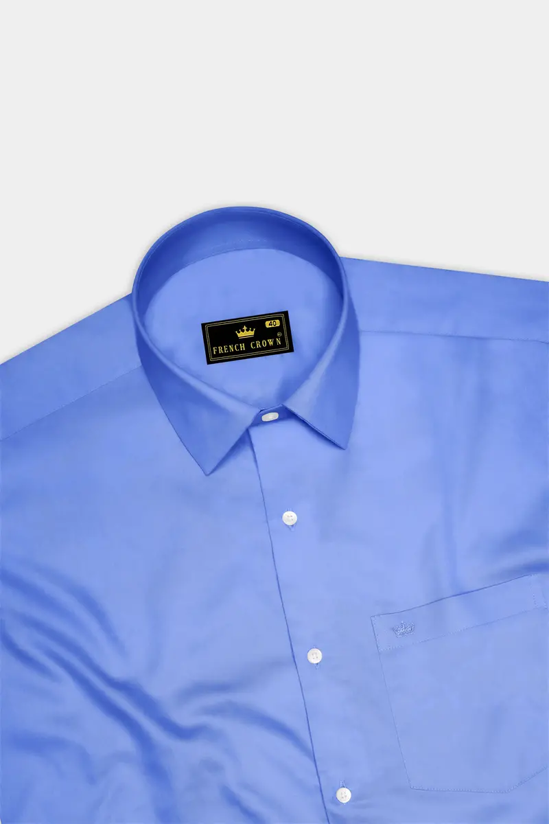 Azurine-Cornflower Blue Subtle Sheen Super Soft Premium Cotton Dress Shirt 5