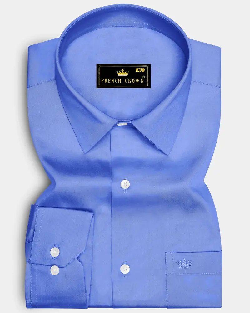 Azurine-Cornflower Blue Subtle Sheen Super Soft Premium Cotton Dress Shirt 6