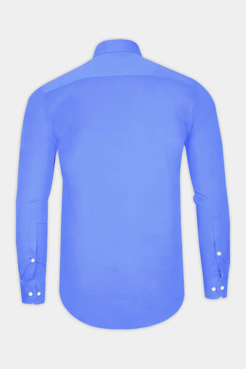 Azurine-Cornflower Blue Subtle Sheen Super Soft Premium Cotton Tuxedo Dress Shirt 7