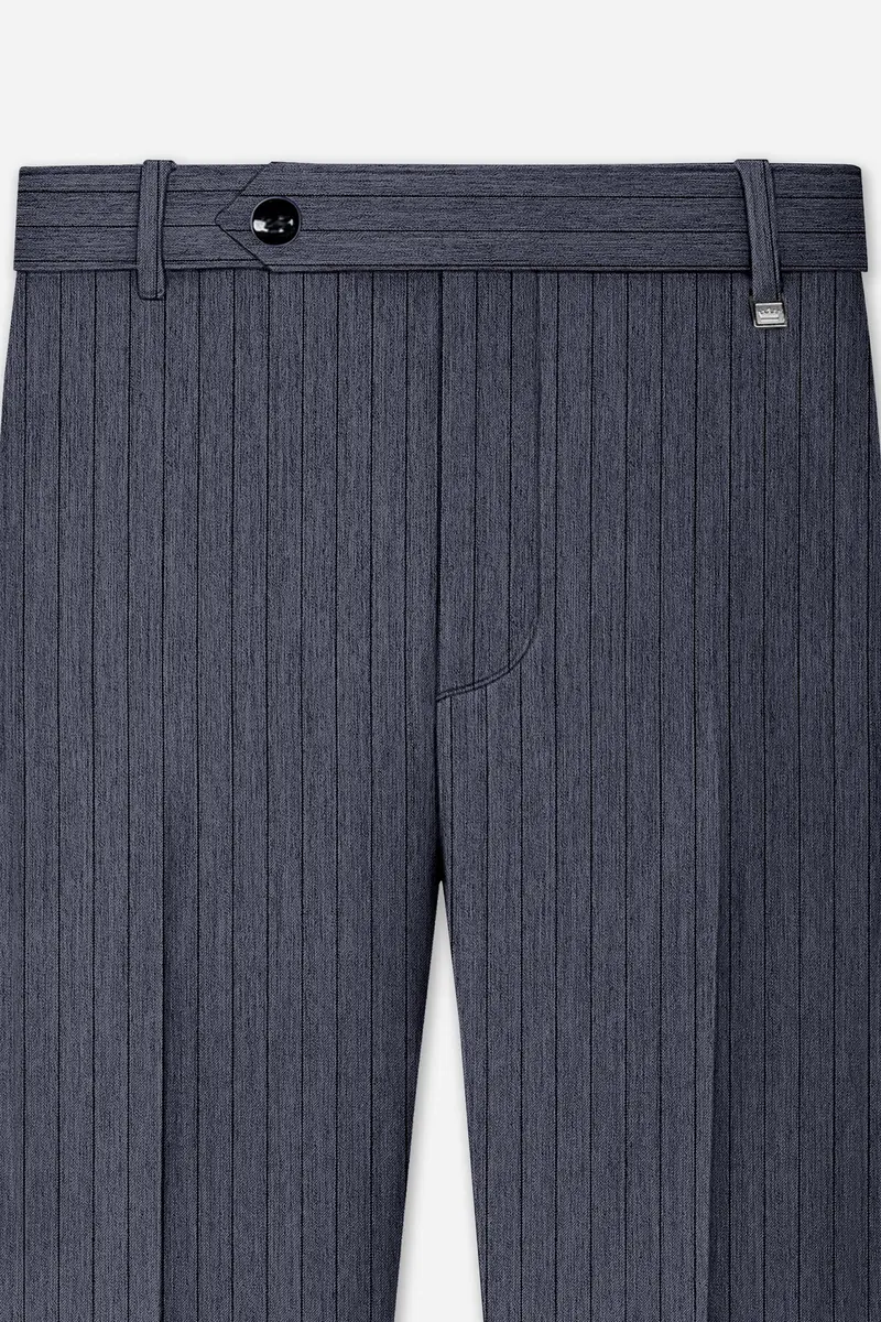 Azurion-Ninja Blue Pin Striped Wool Rich Slight Stretch Single Breasted Suit 12