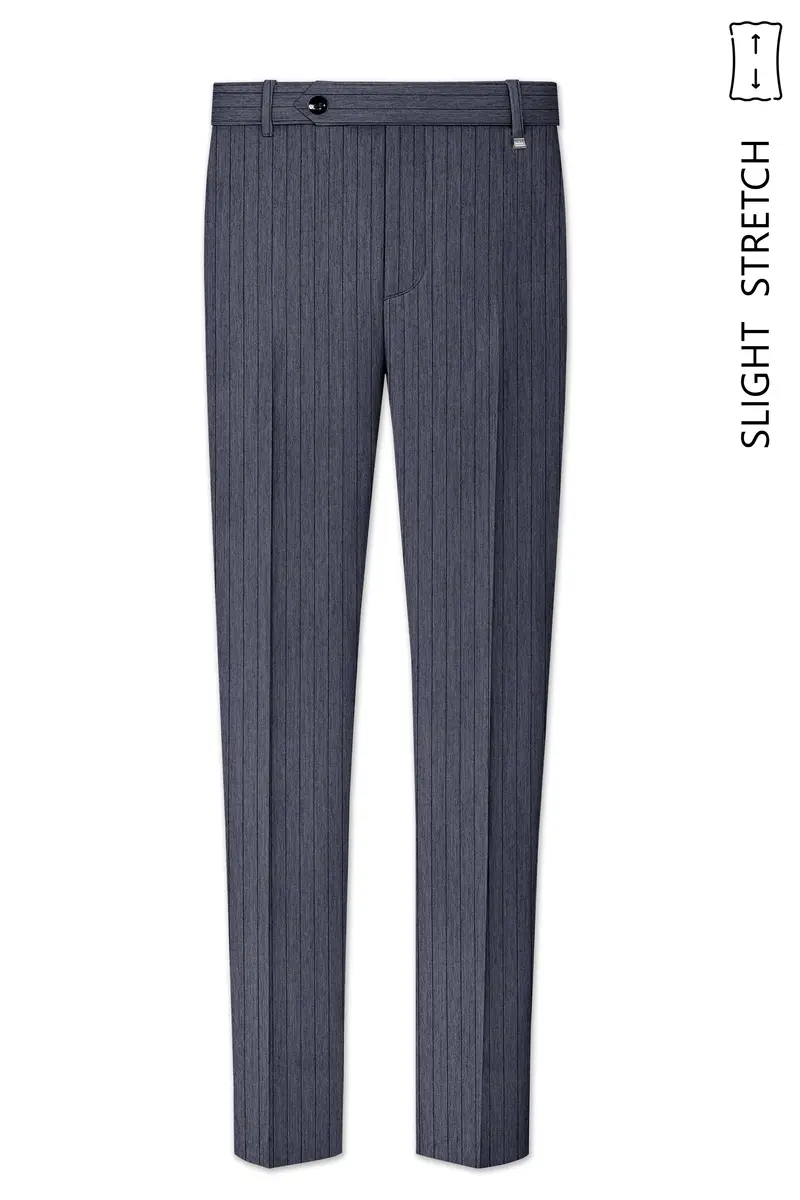 Azurion-Ninja Blue Pin Striped Wool Rich Slight Stretch Single Breasted Suit 13