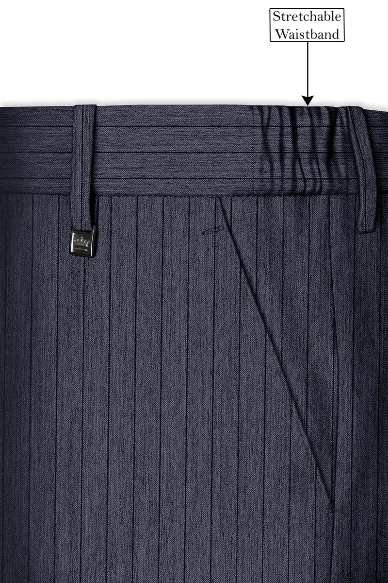 Azurion-Ninja Blue Pin Striped Wool Rich Slight Stretch Single Breasted Suit 15
