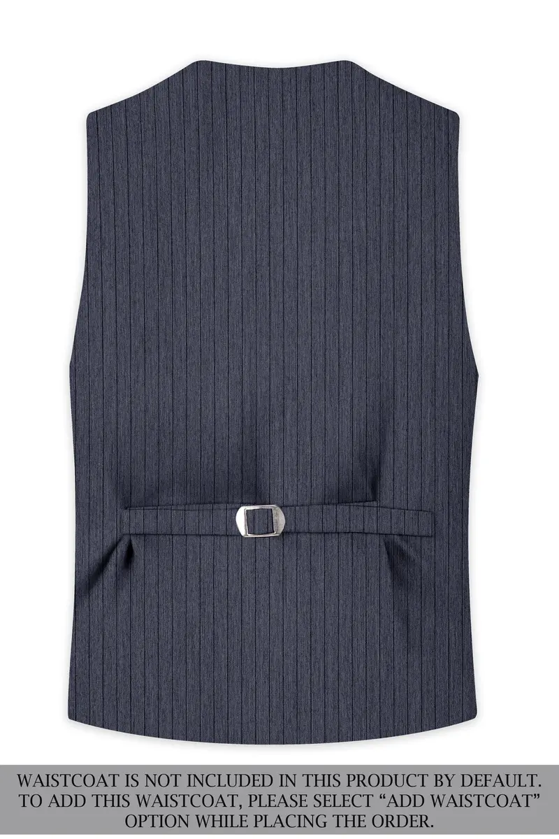 Azurion-Ninja Blue Pin Striped Wool Rich Slight Stretch Single Breasted Suit 17
