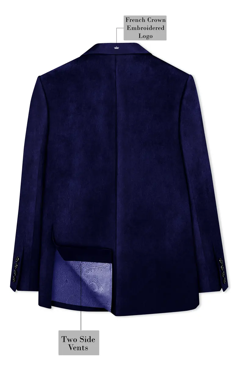 Azurion-Royal Blue Velvet Peak Lapel Tuxedo Blazer 8