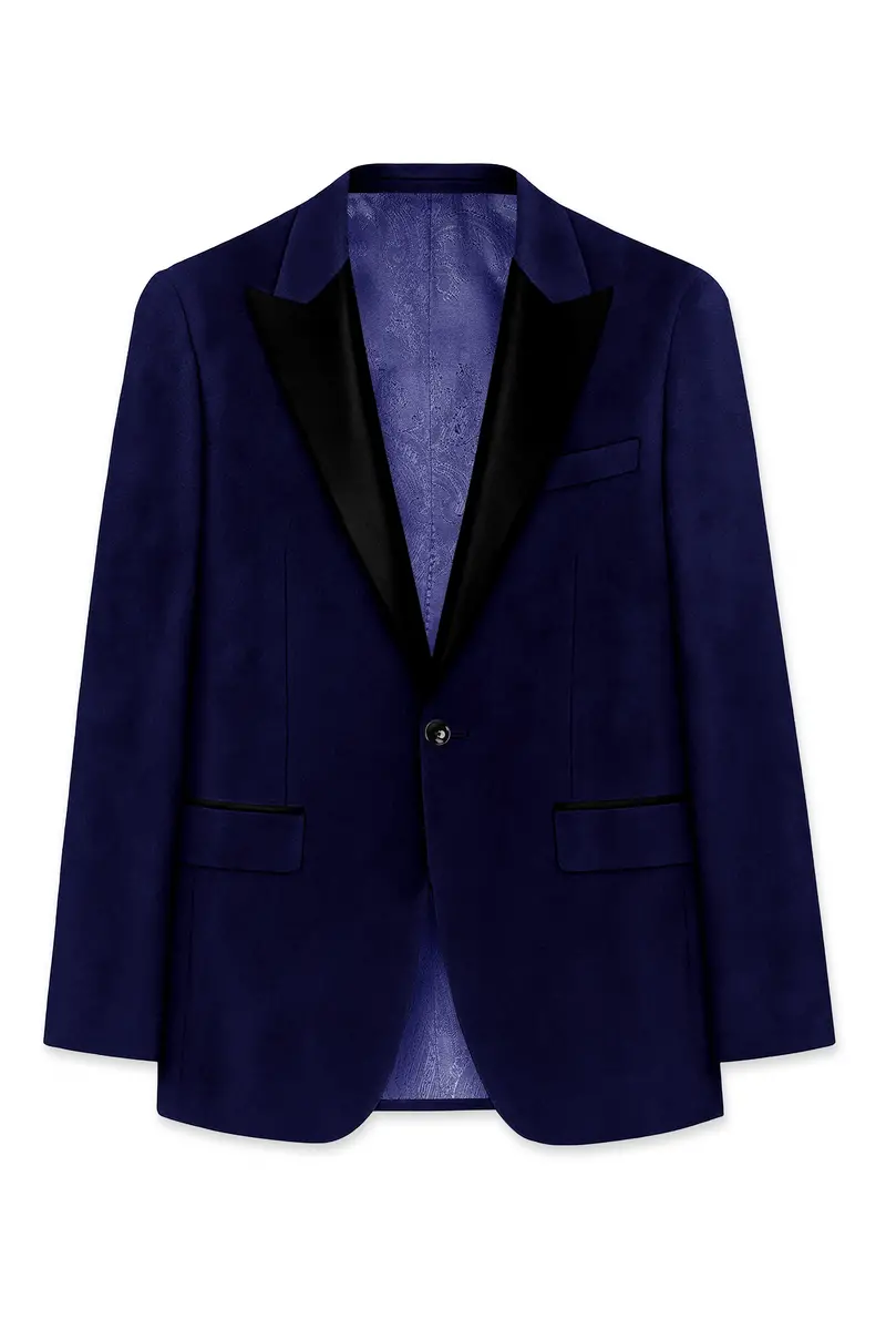 Azurion-Royal Blue Velvet Peak Lapel Tuxedo Suit 8