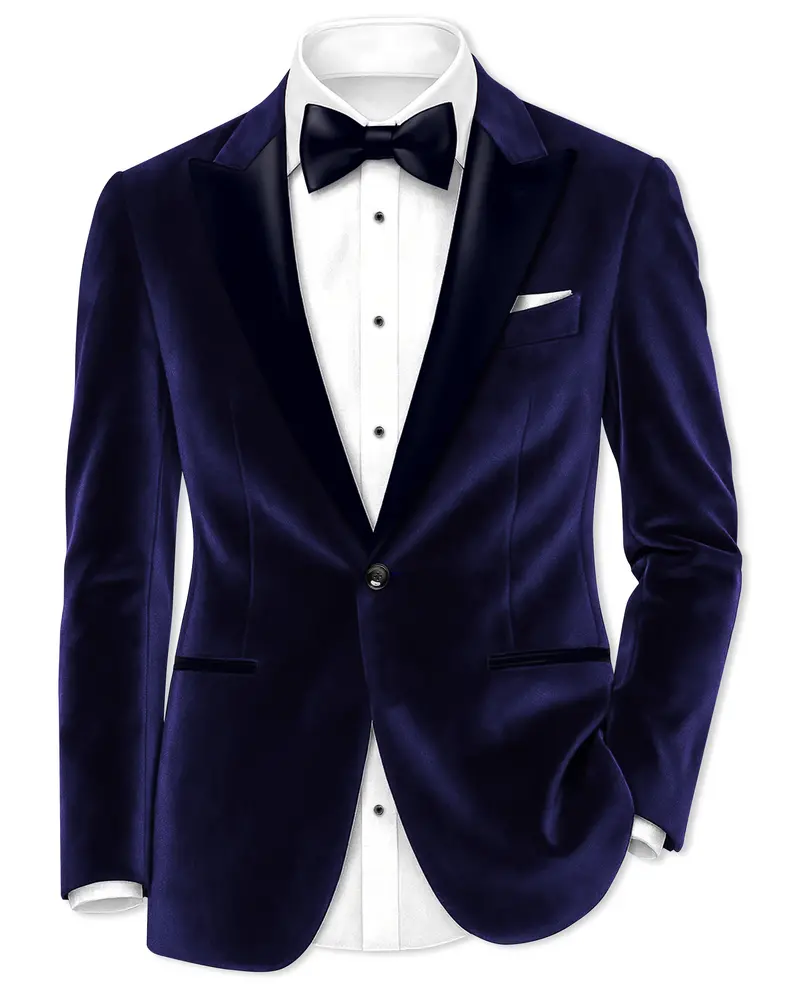 Azurion-Royal Blue With Blue Peak Lepal Velvet Tuxedo Blazer 1