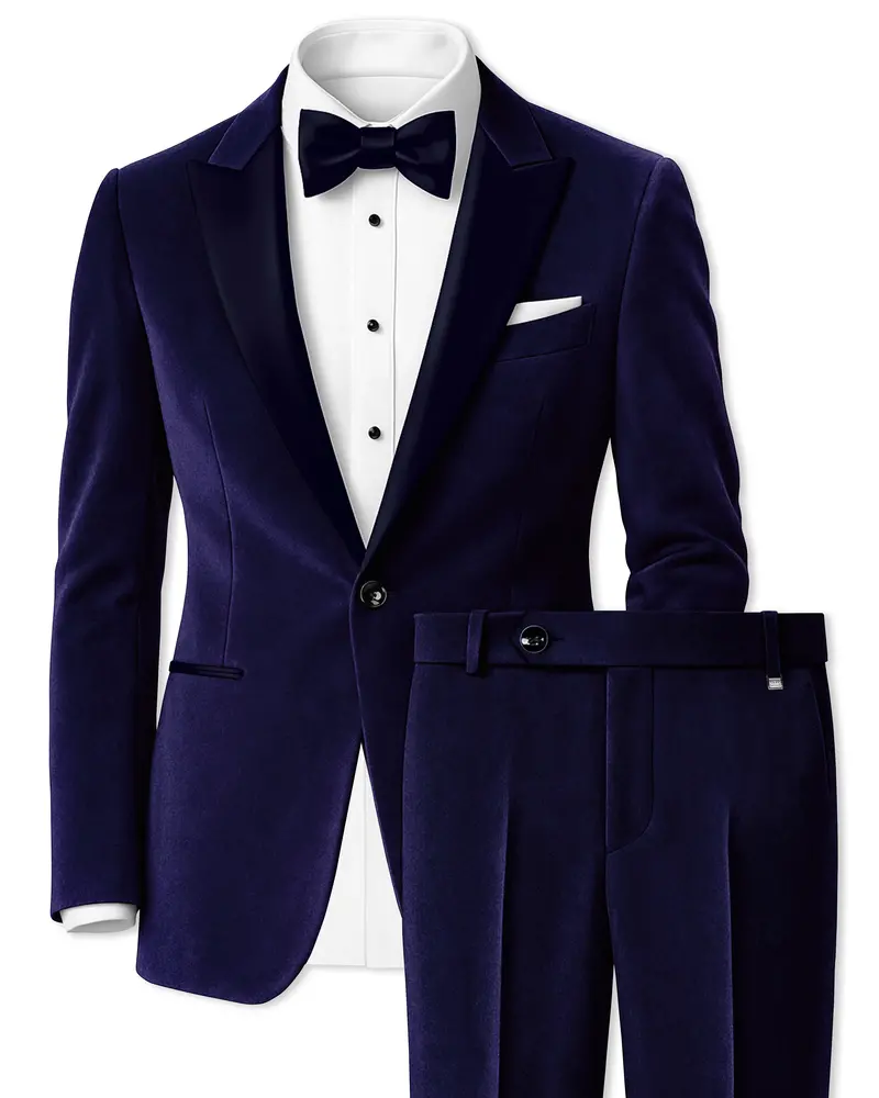 Azurion-Royal Blue With Blue Peak Lepal Velvet Tuxedo Suit 1