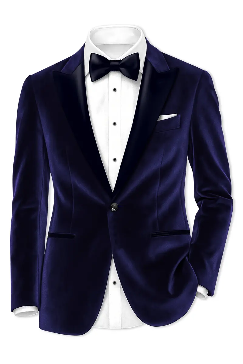 Azurion-Royal Blue With Blue Peak Lepal Velvet Tuxedo Suit 10