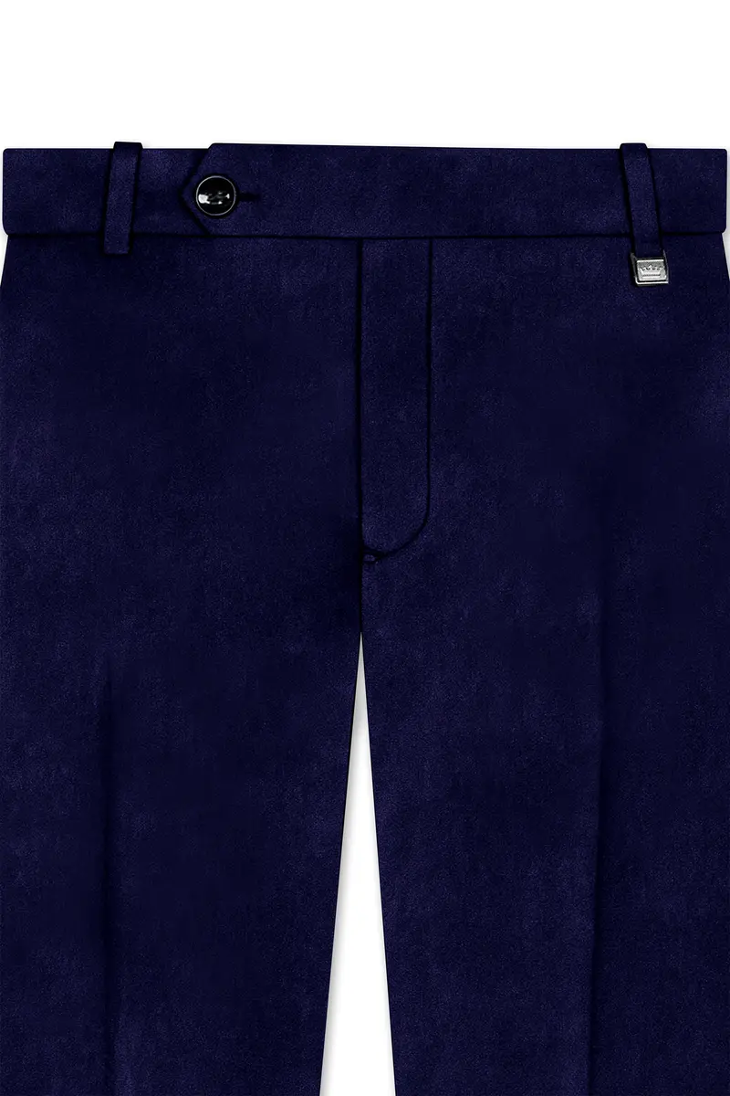 Azurion-Royal Blue With Blue Peak Lepal Velvet Tuxedo Suit 13