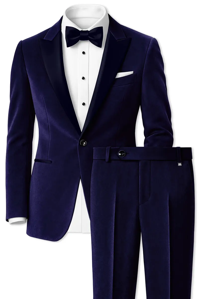 Azurion-Royal Blue With Blue Peak Lepal Velvet Tuxedo Suit 2