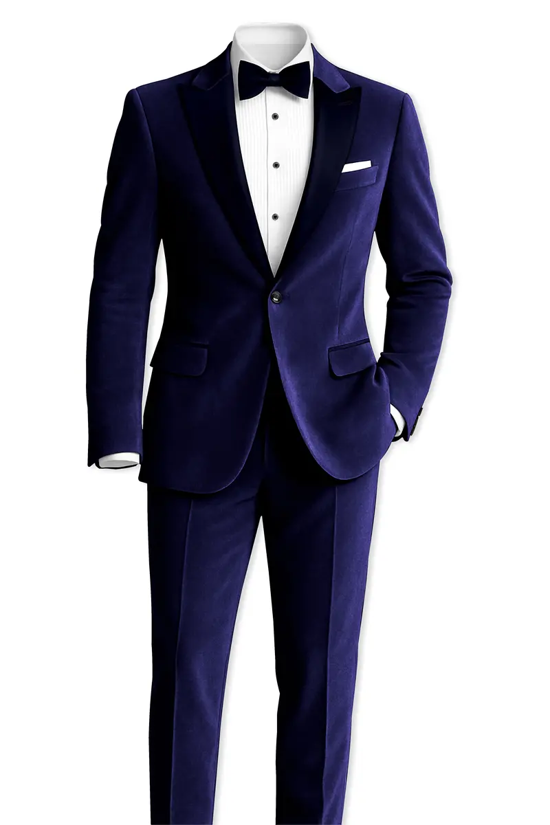 Azurion-Royal Blue With Blue Peak Lepal Velvet Tuxedo Suit 4