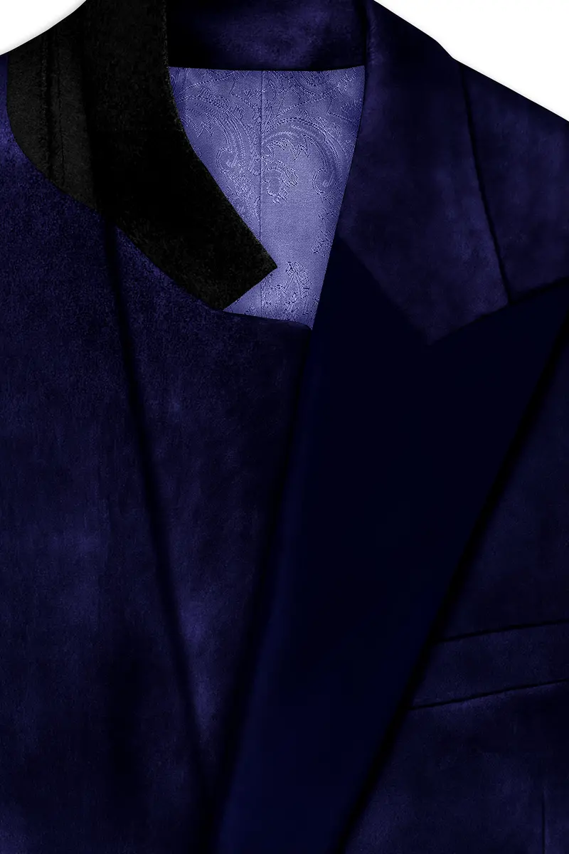 Azurion-Royal Blue With Blue Peak Lepal Velvet Tuxedo Suit 5