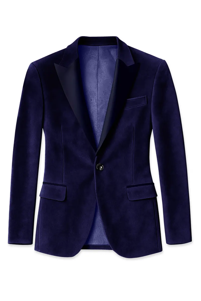 Azurion-Royal Blue With Blue Peak Lepal Velvet Tuxedo Suit 8