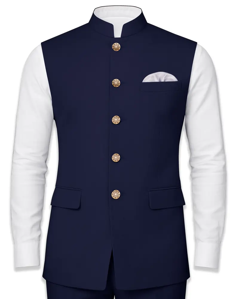 Azurion-Royal Blue Wool Rich Nehru Jacket 1