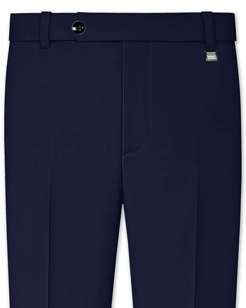 Azurion-Royal Blue Wool Rich Stretchable Waistband Pant 1