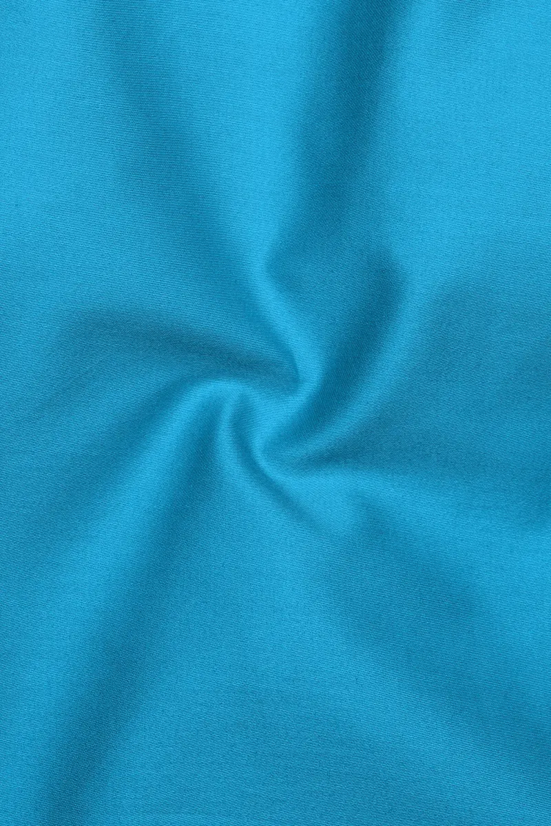 Azurique-Curious Blue Subtle Sheen Super Soft Premium Cotton Cut Away Collar Dress Shirt 3