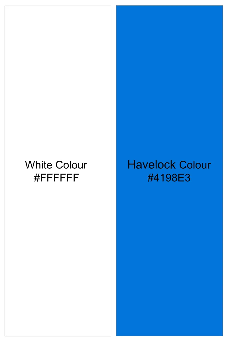 Azurline-Bright White And Havelock Blue Pin Striped Subtle Sheen Super Soft Premium Cotton Button Down Collar Dress Shirt 7