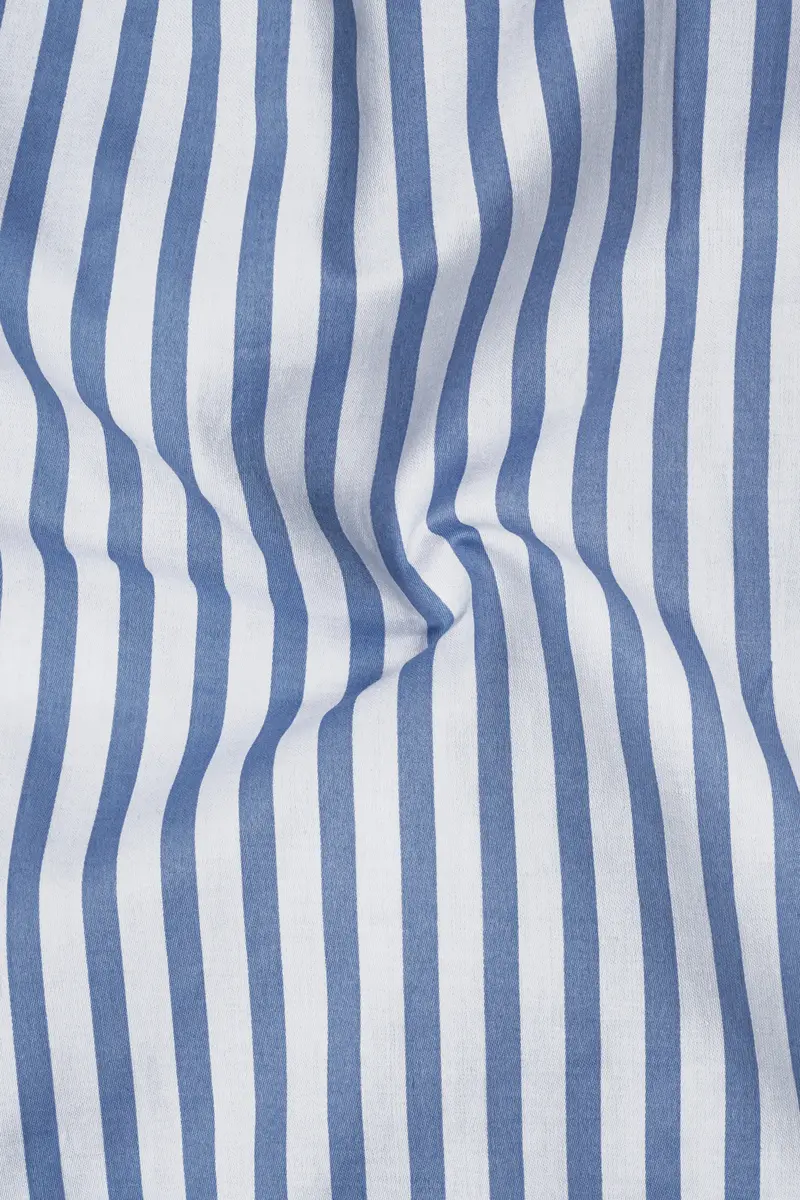 Azurline-Carolina Blue And Bright White Candy Striped Super Soft Premium Cotton Dress White Cuff Collar Shirt 3