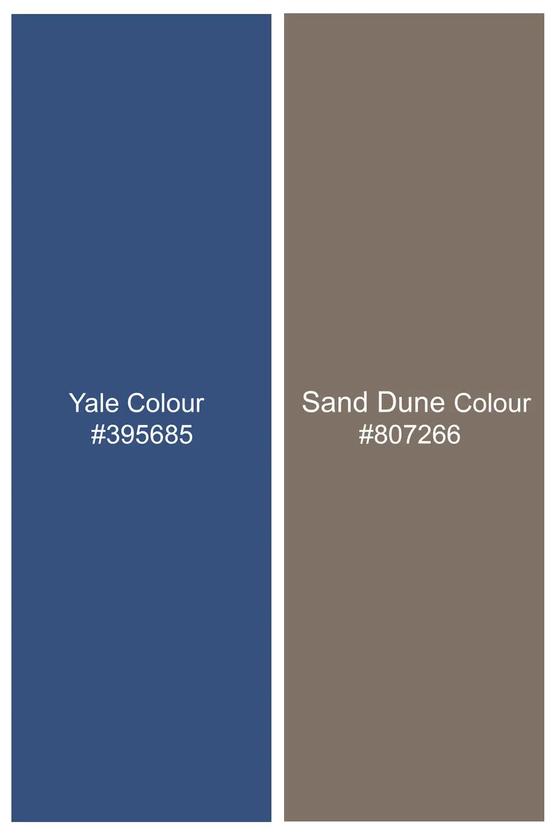Azurune-Yale Blue And Sand Dune Brown Tiled Paisley Printed Super Soft Tencel Casual Shirts 9