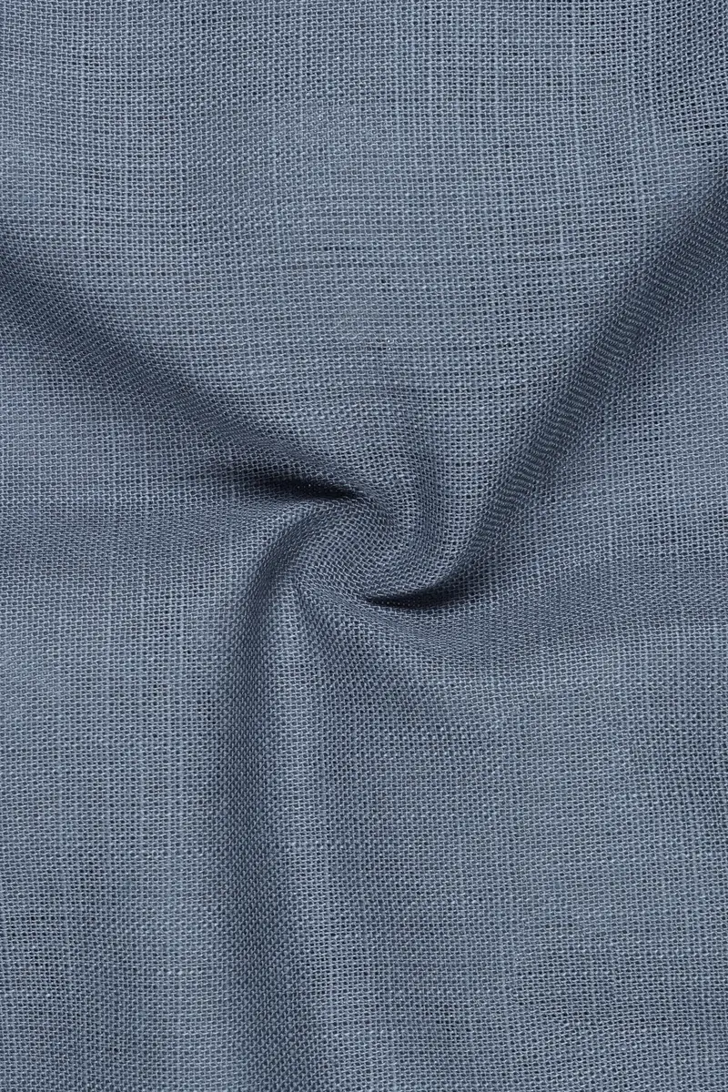 Azurven-Cadet Blue Luxurious Linen Stretchable Waistband Pant 3