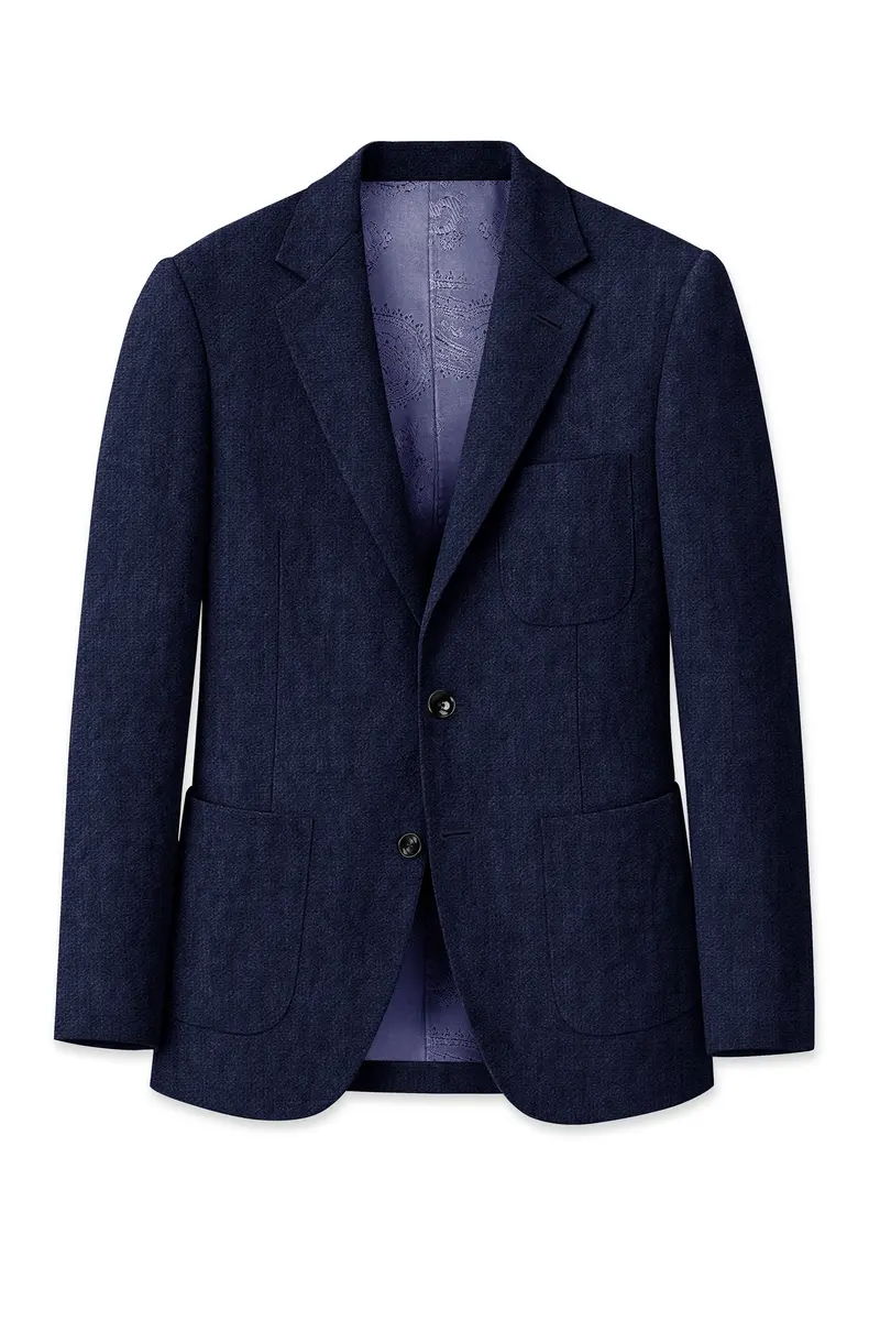 Azurven-Firefly Blue Luxurious Linen Single Breasted Sports Blazer 8